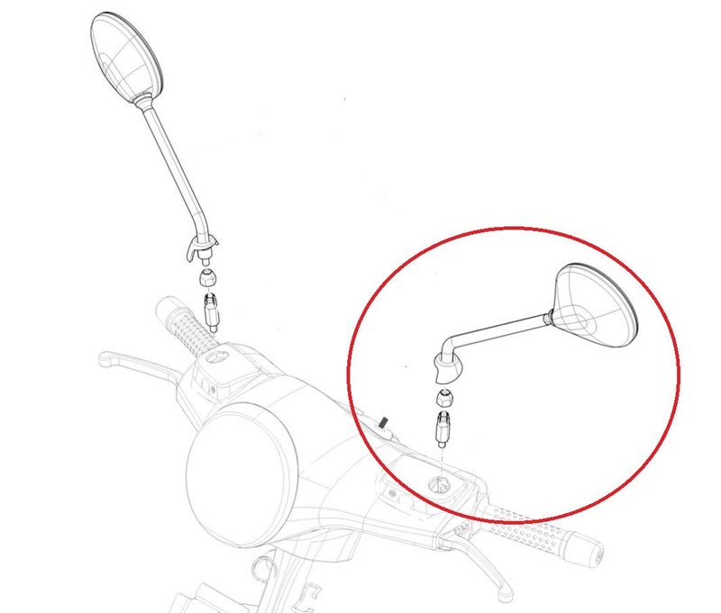 Piaggio OEM Left Hand Mirror for Vespa LX 50 and Vespa LX 150 Only! | Chrome Round Shape LH Driving Mirror CM027604, CM020404(chrome) - Image 2